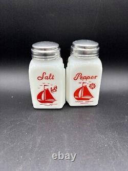 McKee Sail Boat Milk Glass Set