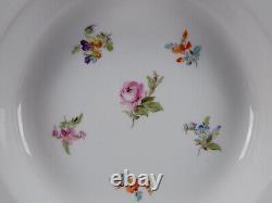 Meissen Hand Painted Strewn / Scattered Flowers & Gold Rimmed Soup Bowl