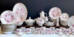 Meissen Pink India flower dinner and coffee service for 12, 92pcs, splendid