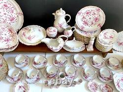 Meissen Pink India flower dinner and coffee service for 12, 92pcs, splendid