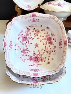 Meissen Pink India flower dinner and coffee service for 12, 92pcs, splendid