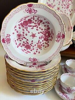 Meissen Pink India flower dinner and coffee service for 12, 92pcs, splendid