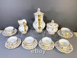 Meissen coffee service for 6, flowers and 24k gold accents, 1st quality, ca. 1924
