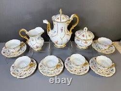 Meissen coffee service for 6, flowers and 24k gold accents, 1st quality, ca. 1924