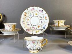 Meissen coffee service for 6, flowers and 24k gold accents, 1st quality, ca. 1924