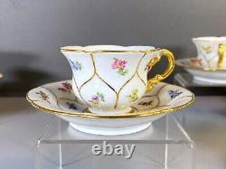 Meissen coffee service for 6, flowers and 24k gold accents, 1st quality, ca. 1924