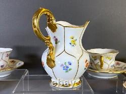 Meissen coffee service for 6, flowers and 24k gold accents, 1st quality, ca. 1924