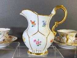 Meissen coffee service for 6, flowers and 24k gold accents, 1st quality, ca. 1924