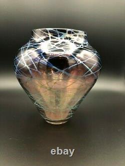 Michael Cohn Molly Stone Studio Silver Metallic Signed Vase, 7 1/2 T x 7 1/2 W