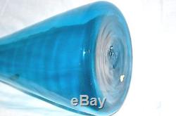 Mid Century Blenko Art Glass Wayne Husted 1956 Aqua Blue Jetsons Decanter #561