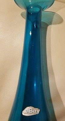 Mid Century Blenko Art Glass Wayne Husted 1956 Aqua Blue Jetsons Decanter #561