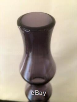 Mid Century Blenko Glass Spool Decanter In Mulberry Color 587