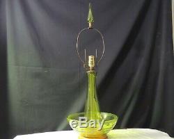 Mid Century Blenko Lamp in Olive Green