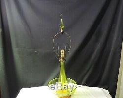 Mid Century Blenko Lamp in Olive Green