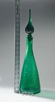 Mid Century Blenko/Pilgrim Winslow Anderson Genie Decanter Crackle Glass Bottle