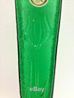 Mid Century Indiana Glass Decanter W Stopper Wayne Husted Emerald Green, Flower