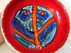 Mid-Century Modern POOLE POTTERY Vibrant Delphis Bowl With Incised Textured Rim