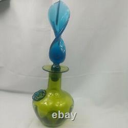 Mid Century Modern Rainbow Glass Company DuoTone Decanter withTwisted Stopper
