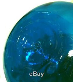 Mid Century Modern decanter. 1960's Blenko. Deep turquoise blue. 14 tall