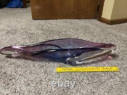 Mid-Century Seguso Murano 25 Elongated Purple Whale Art Glass Centerpiece