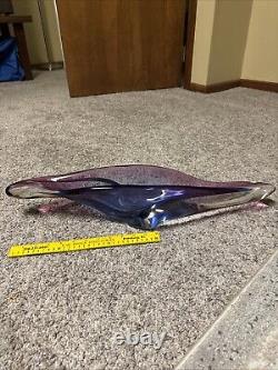 Mid-Century Seguso Murano 25 Elongated Purple Whale Art Glass Centerpiece