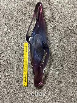 Mid-Century Seguso Murano 25 Elongated Purple Whale Art Glass Centerpiece