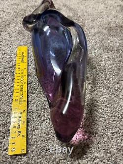 Mid-Century Seguso Murano 25 Elongated Purple Whale Art Glass Centerpiece