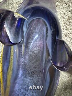 Mid-Century Seguso Murano 25 Elongated Purple Whale Art Glass Centerpiece