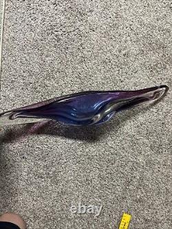 Mid-Century Seguso Murano 25 Elongated Purple Whale Art Glass Centerpiece