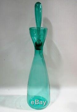 Midcentury BLENKO Art Glass Wayne Husted 564-L Bottle DECANTER 19 Green