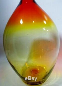 Midcentury BLENKO Art Glass Wayne Husted 626-L Bottle DECANTER 20.5 Tangerine