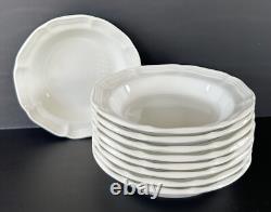 Mikasa French Countryside White Wide Rim Soup Bowls 8 1/2 Set of 9 F9000