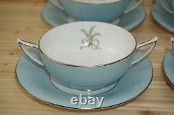 Minton Ardsley Turquoise (4) Cream Soup Bowls, 4¼ & (4) Cream Soup Saucers, 6¼