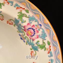 Mintons 4 Rimmed Soup Bowls RN#566884 Floral Hand Painted Set Pink Blue 1910