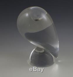 Modern Steuben Art Glass 5 Owl Figurine -paperweight D. Pollard -signed