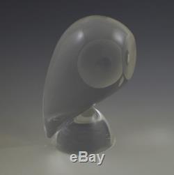 Modern Steuben Art Glass 5 Owl Figurine -paperweight D. Pollard -signed
