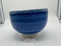 Modernist Karen Karnes Signed Pottery Bowl with Blue & White Glaze