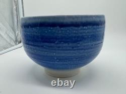 Modernist Karen Karnes Signed Pottery Bowl with Blue & White Glaze