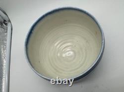 Modernist Karen Karnes Signed Pottery Bowl with Blue & White Glaze