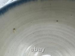 Modernist Karen Karnes Signed Pottery Bowl with Blue & White Glaze