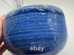 Modernist Karen Karnes Signed Pottery Bowl with Blue & White Glaze