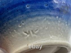Modernist Karen Karnes Signed Pottery Bowl with Blue & White Glaze