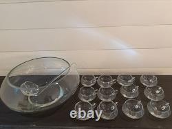 Moderno 14-Piece Hand Blown Crystal Punch Bowl Set with Cups, Ladle & Box