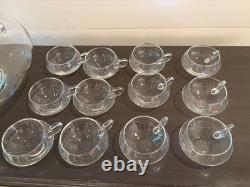 Moderno 14-Piece Hand Blown Crystal Punch Bowl Set with Cups, Ladle & Box
