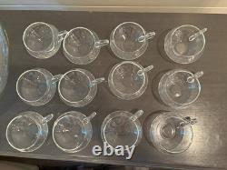 Moderno 14-Piece Hand Blown Crystal Punch Bowl Set with Cups, Ladle & Box