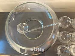 Moderno 14-Piece Hand Blown Crystal Punch Bowl Set with Cups, Ladle & Box