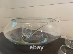 Moderno 14-Piece Hand Blown Crystal Punch Bowl Set with Cups, Ladle & Box