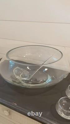 Moderno 14-Piece Hand Blown Crystal Punch Bowl Set with Cups, Ladle & Box