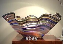 Monumental Blown Art Glass Bowl Signed & Dated By Darren Goodman 2005