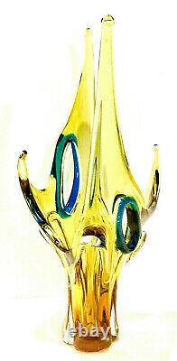 Monumental EDAG Chalet Lorraine 19 Canadian Stretched Amber Art Glass Vase